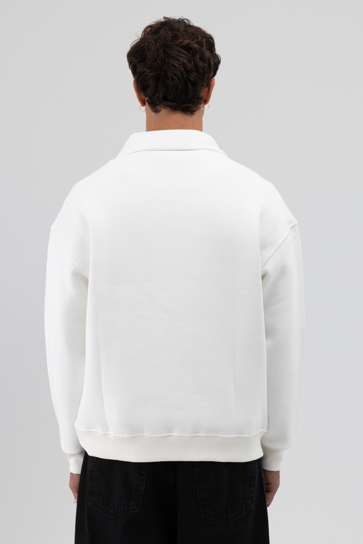 Oversized Zipper-Front Stand-Up Collar Sweatshirt