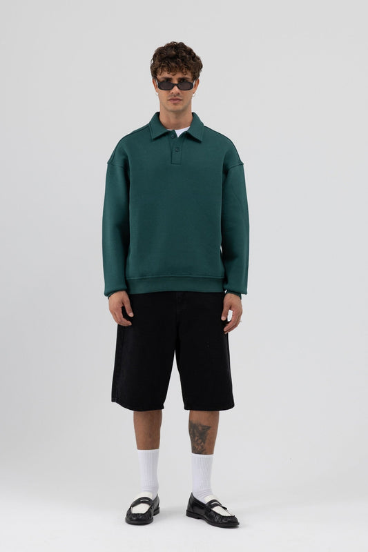 Basic Polo-Neck Sweatshirt