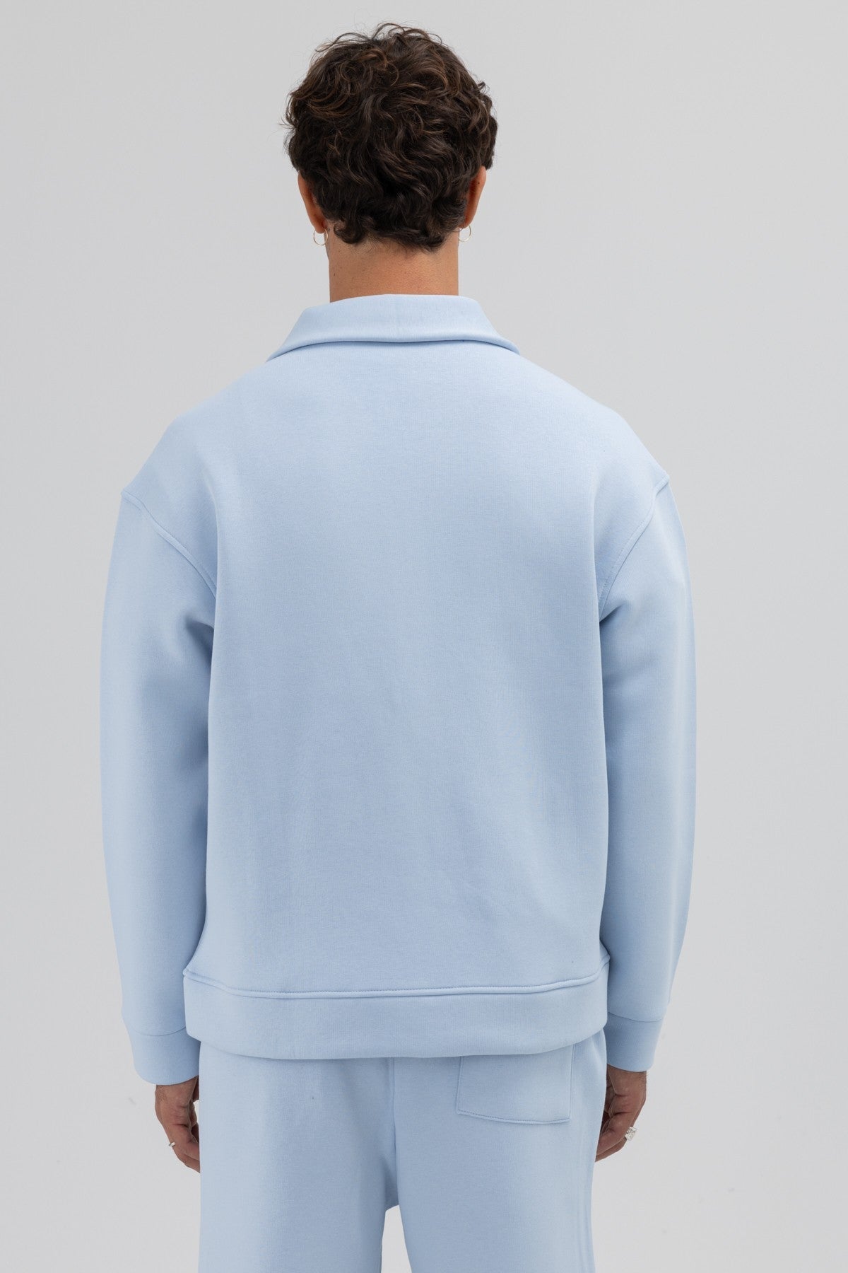 Oversized Stand-Up Collar Sweatshirt with Front Zipper
