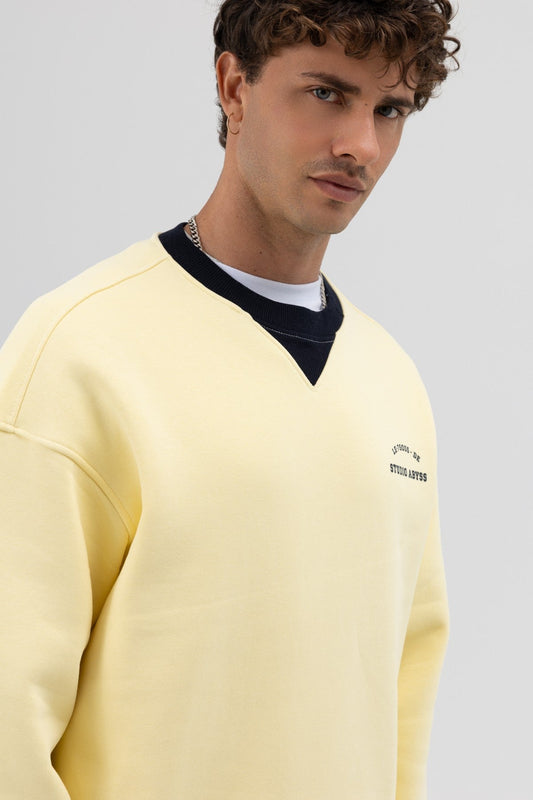 Oversized Bike Neck Print Sweatshirt