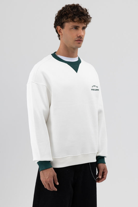 Oversized Bike Neck Print Sweatshirt