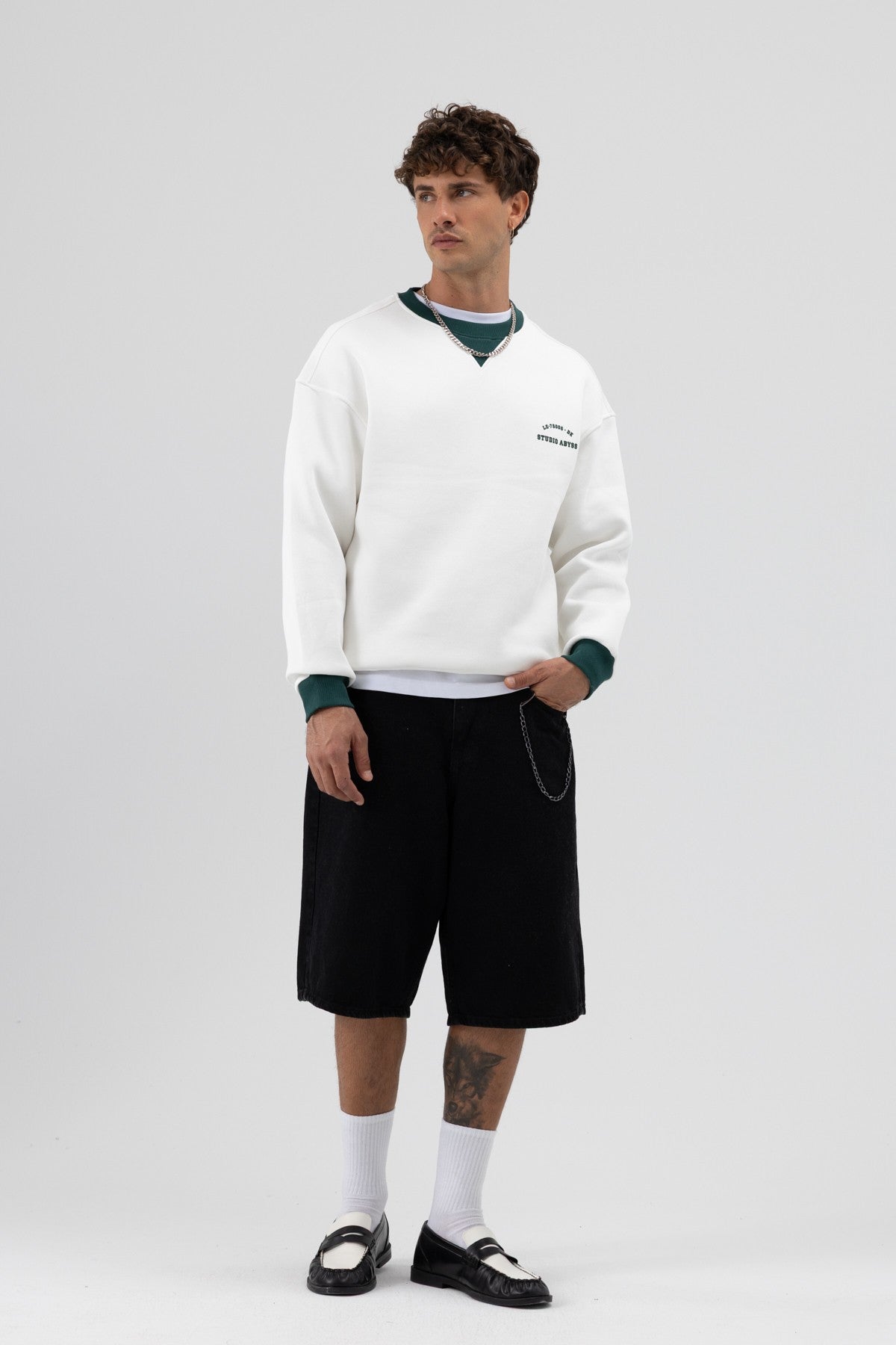 Oversized Bike Neck Print Sweatshirt