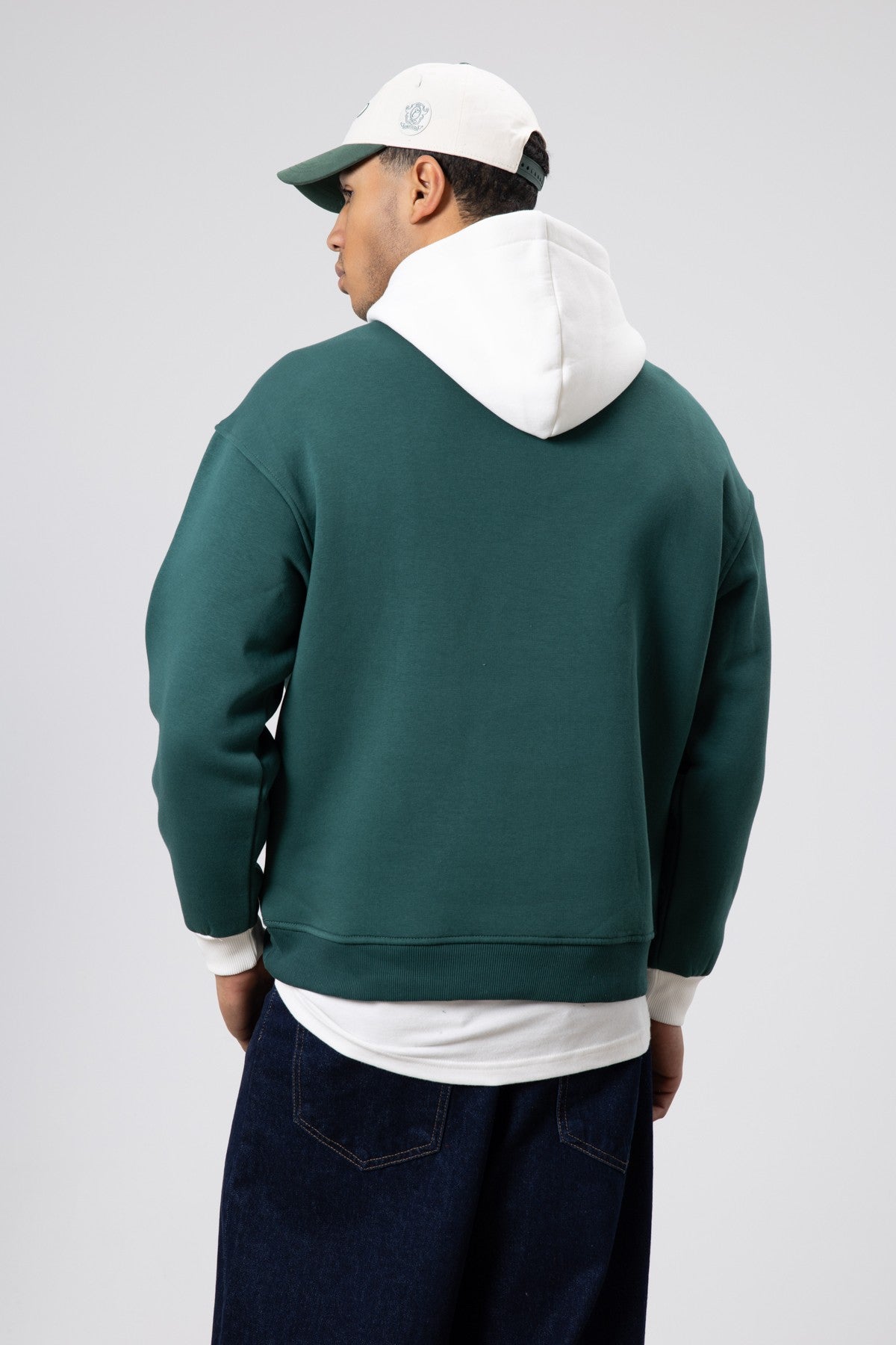 Two-Tone Printed Oversized Sweatshirt