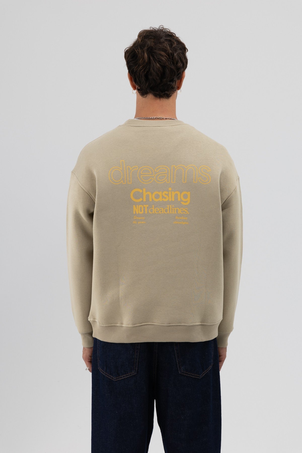 Oversized Bike Neck Print Sweatshirt