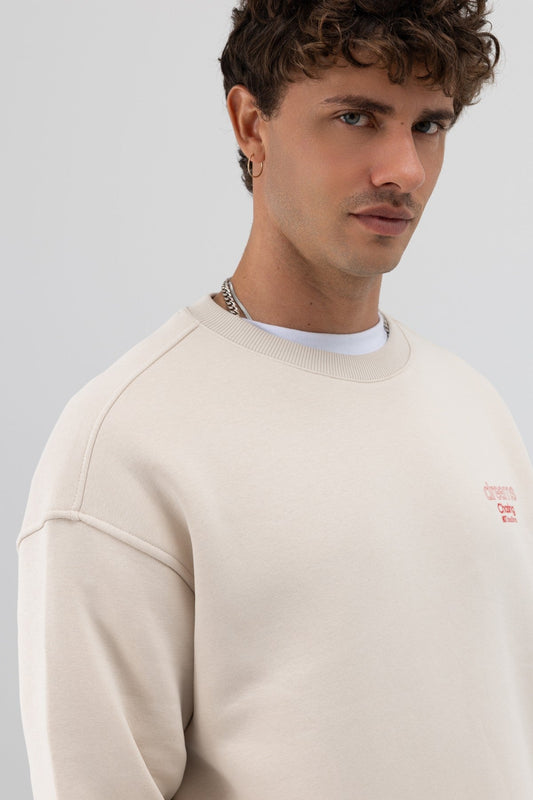 Oversized Bike Neck Print Sweatshirt