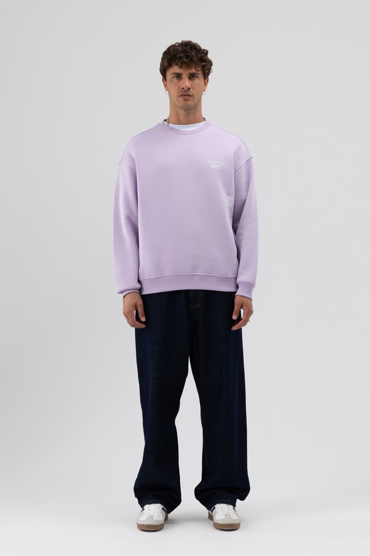 Oversized Bike Neck Print Sweatshirt