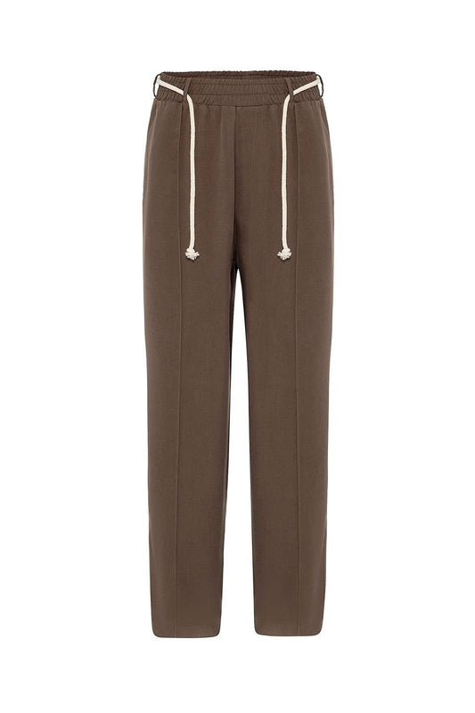 Baggy Lyocell Pants with Detailed Waistband