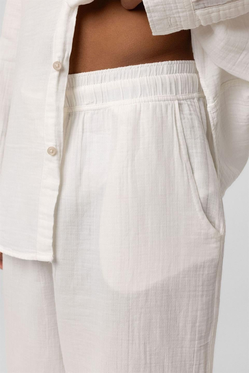 Baggy-Fit Muslin Linen Pants