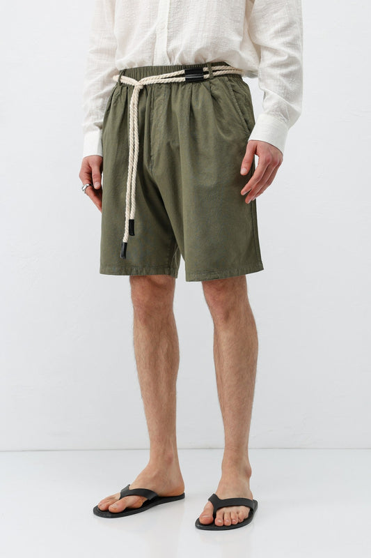 Oversized Linen Shorts with a Waistband