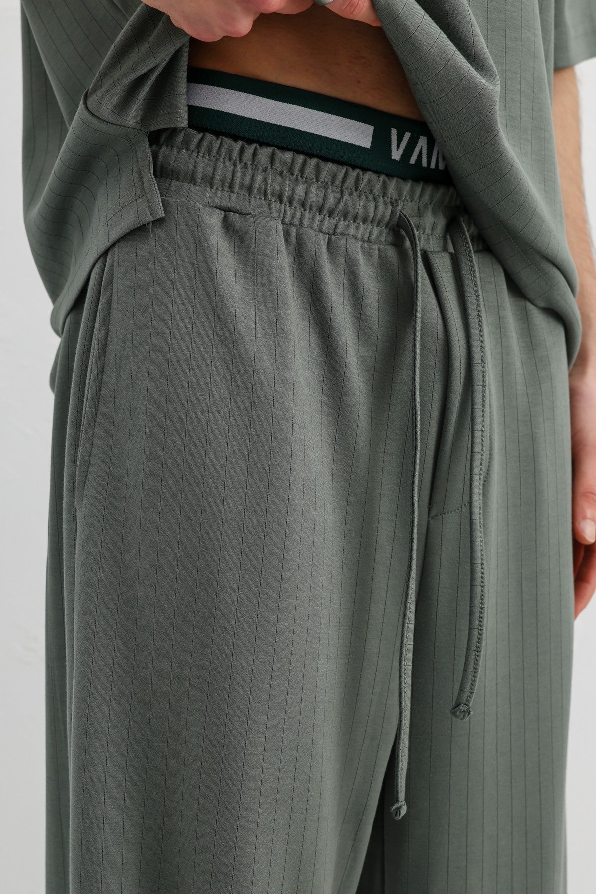 Ribbed, Textured Baggy Sweatpants