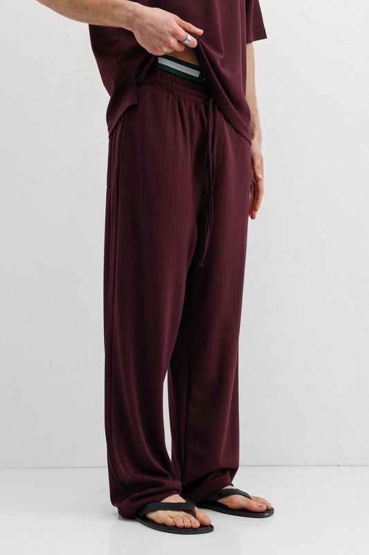 Ribbed, Textured Baggy Sweatpants