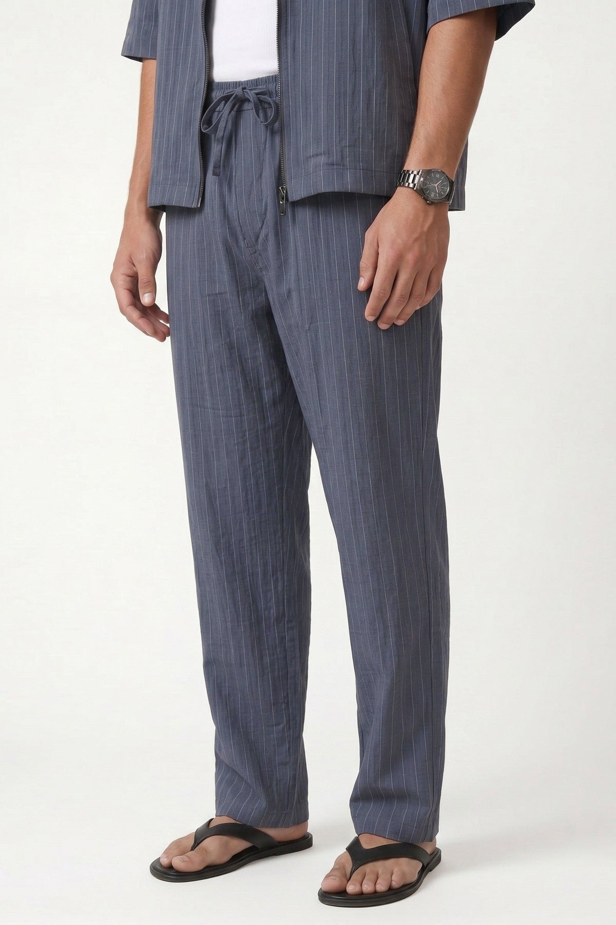 Striped Lyocell-Blend Relaxed-Fit Pants