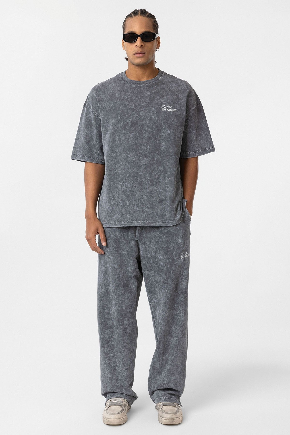 Oversized Sweatsuit Set with Back Print (Washed Look)