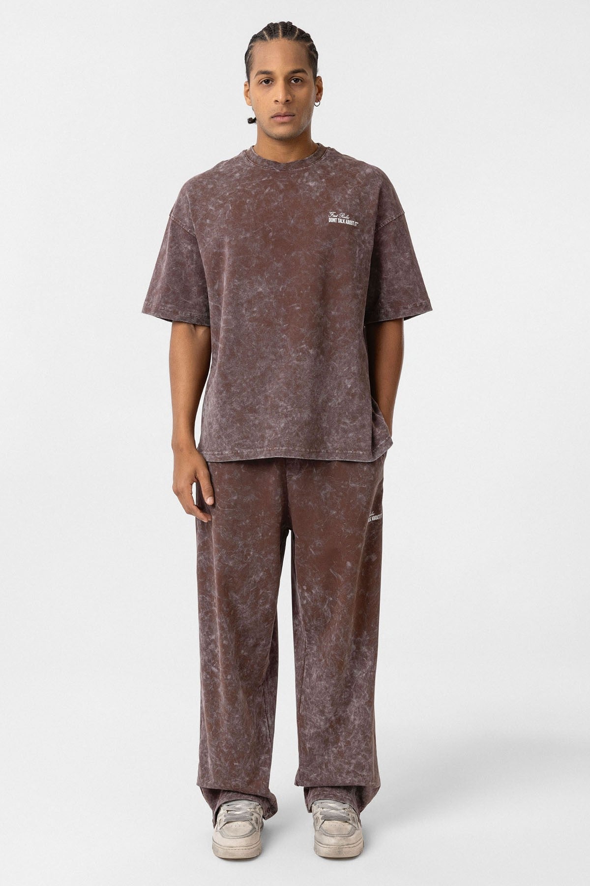 Oversized Sweatsuit Set with Back Print (Washed Look)