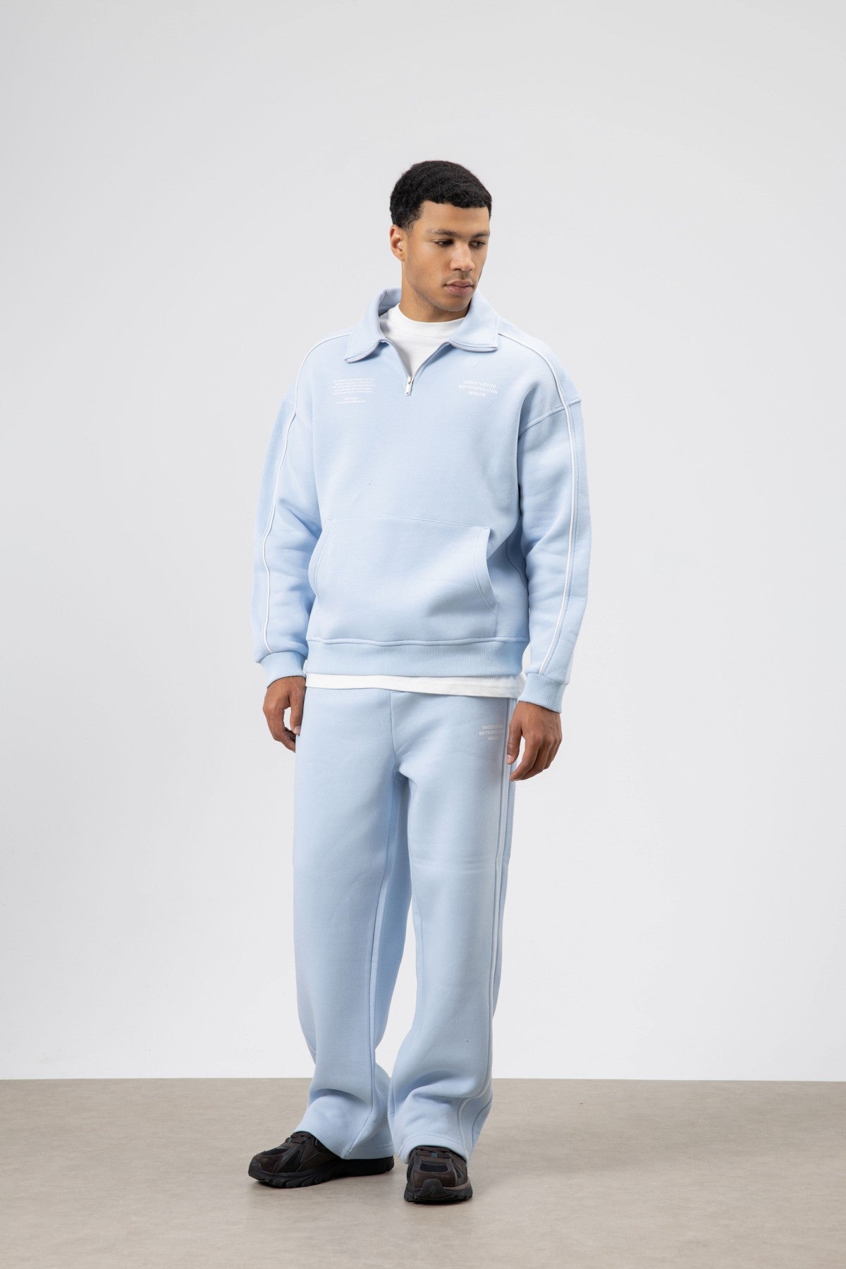 Oversized Sweatsuit Set with Stripe Details