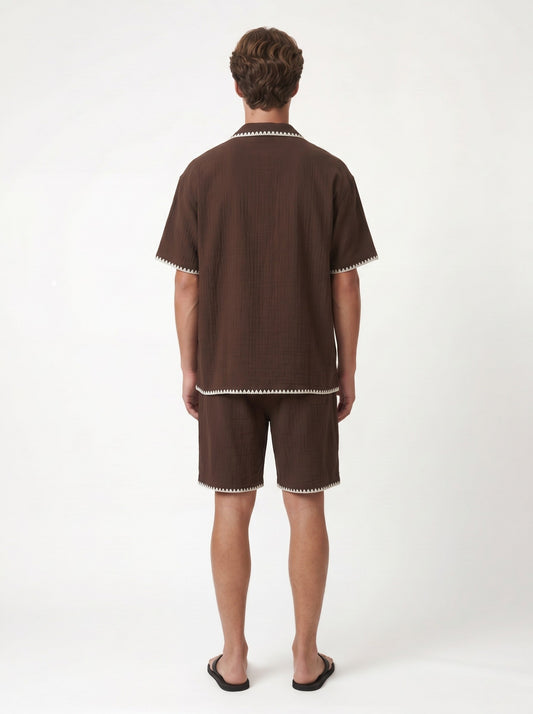 Stitched-Detail Shirt and Shorts Set