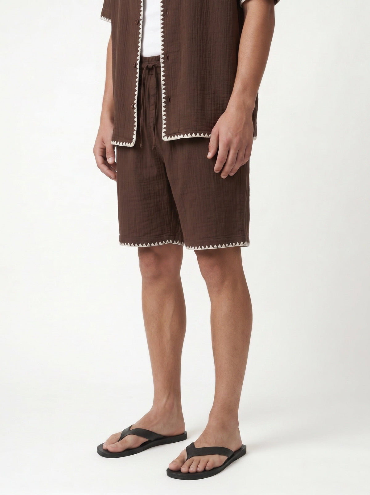 Stitched-Detail Shirt and Shorts Set