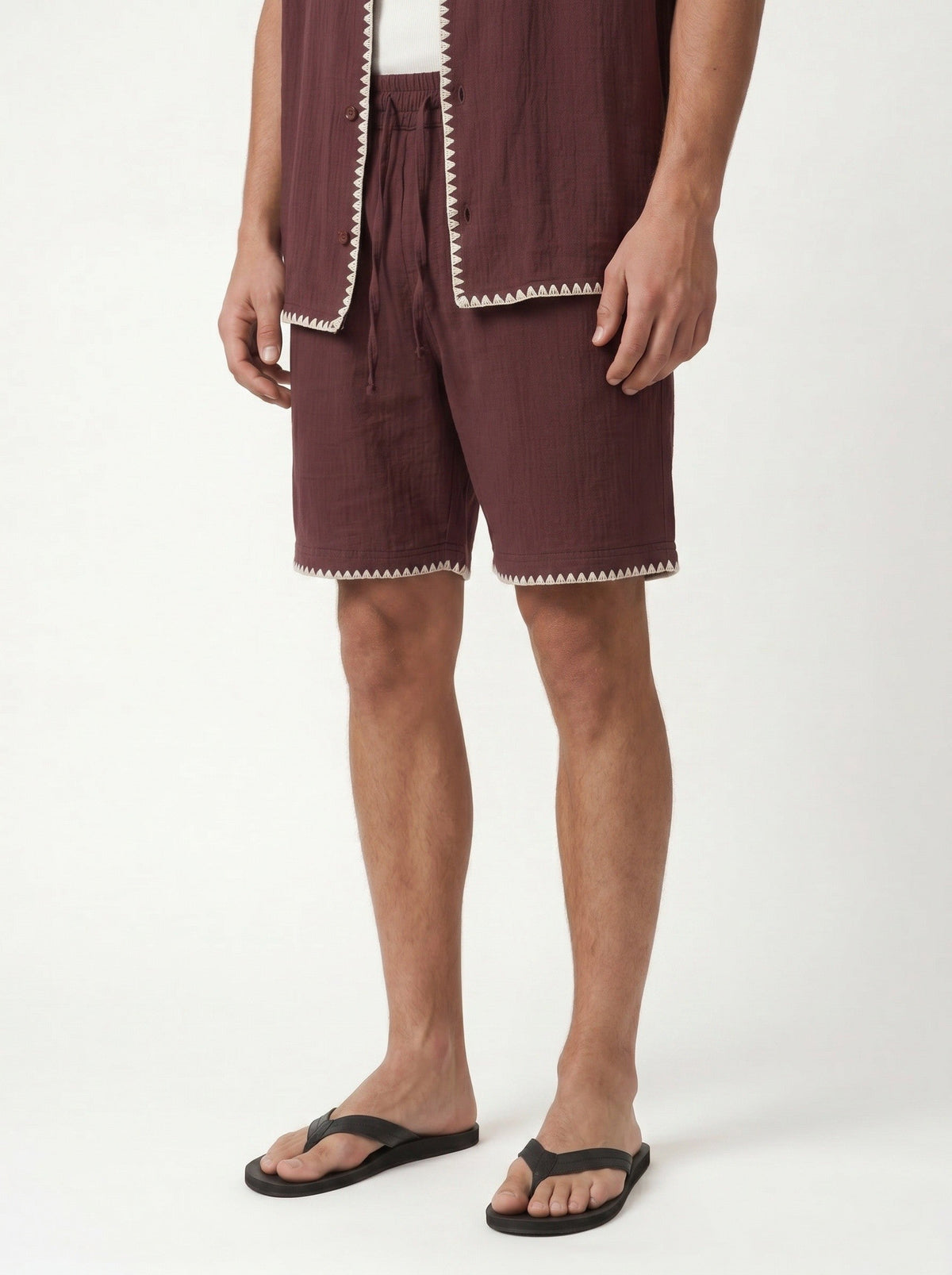 Stitched-Detail Shirt and Shorts Set