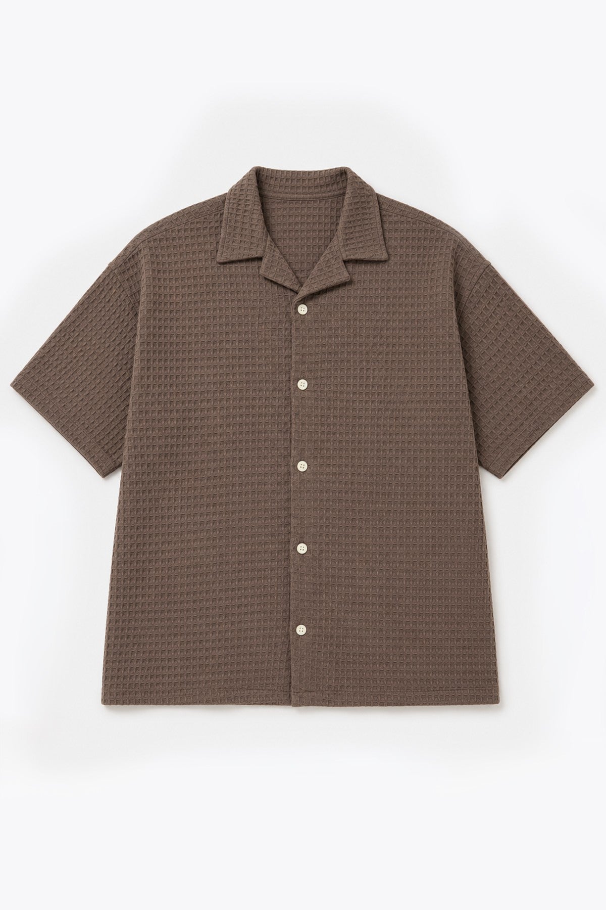 Textured Short-Sleeved Oversized Shirt