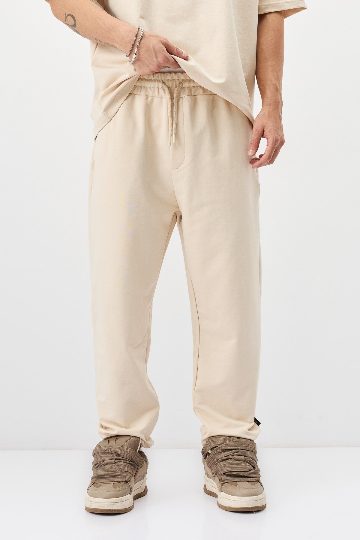 Basic Oversized Sweatsuit Set with Elastic Cuffs