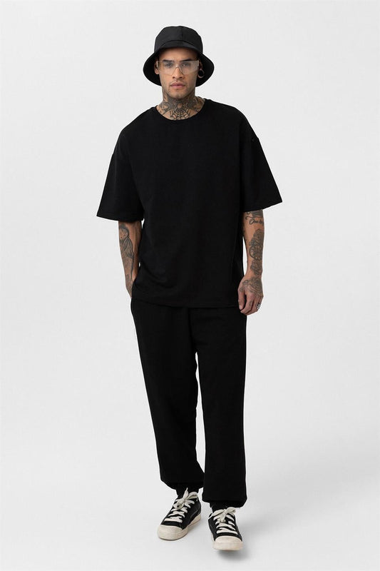 Basic Oversized Sweatsuit Set with Elastic Cuffs 30-123