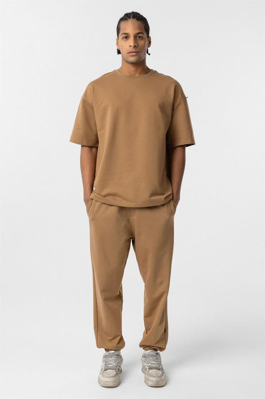Basic Oversized Sweatsuit Set with Elastic Cuffs