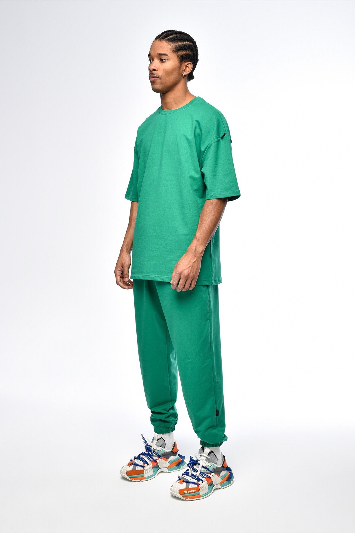 Basic Oversized Sweatsuit Set with Elastic Cuffs