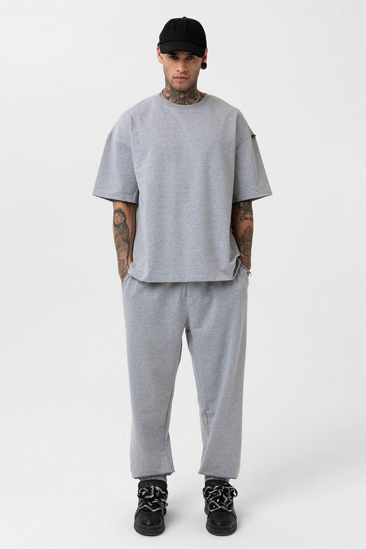 Basic Oversized Sweatsuit Set with Elastic Cuffs
