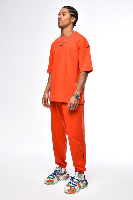 Basic Oversized Sweatsuit Set with Elastic Cuffs