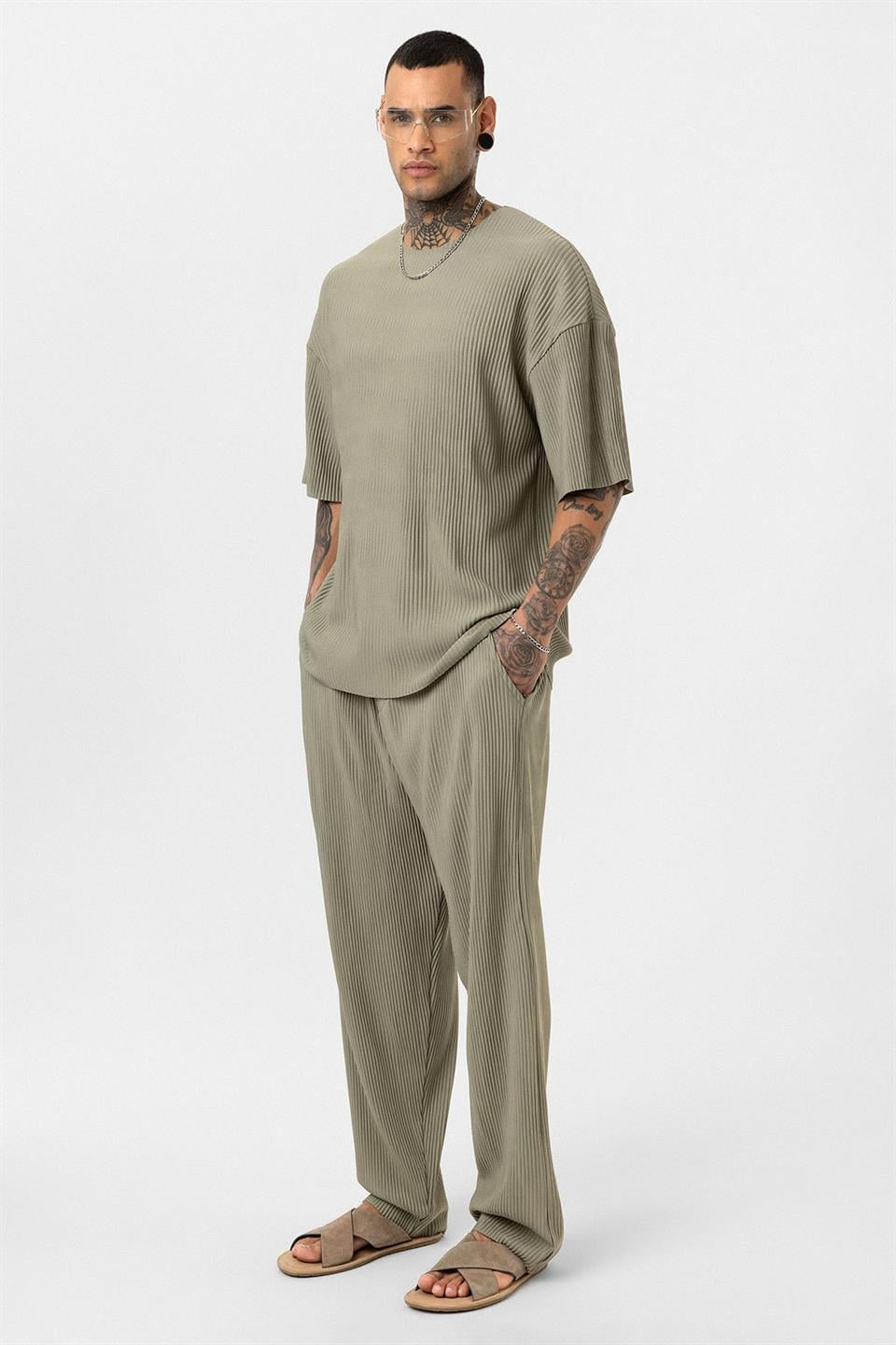 Basic Oversized Polo Neck Ottoman Set