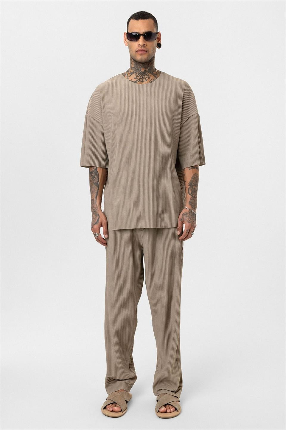 Basic Oversized Polo Neck Ottoman Set
