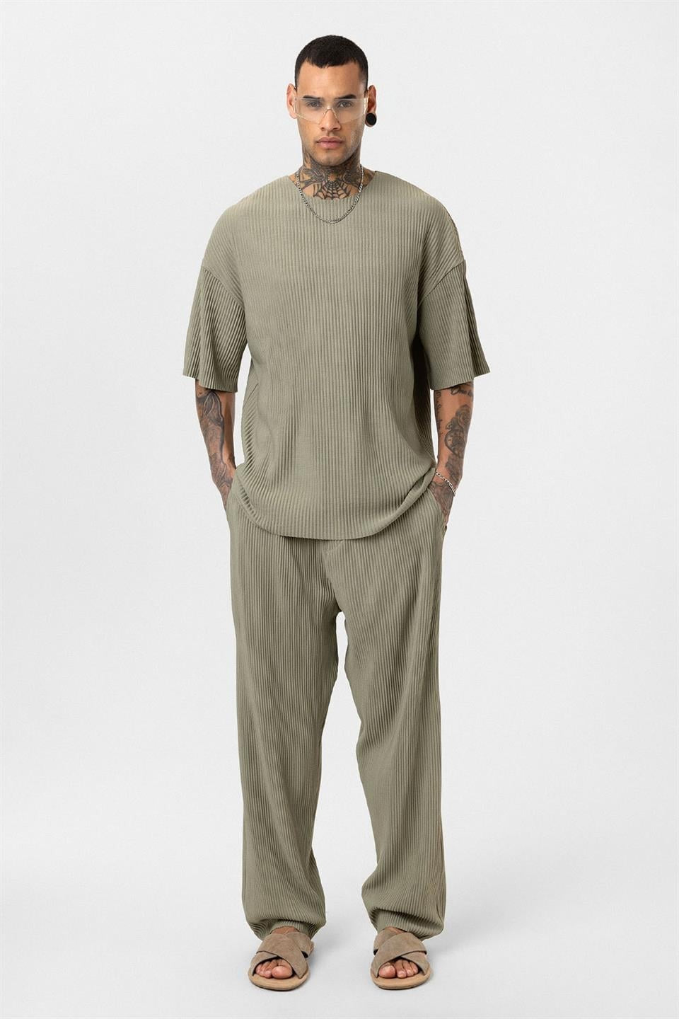 Basic Oversized Polo Neck Ottoman Set