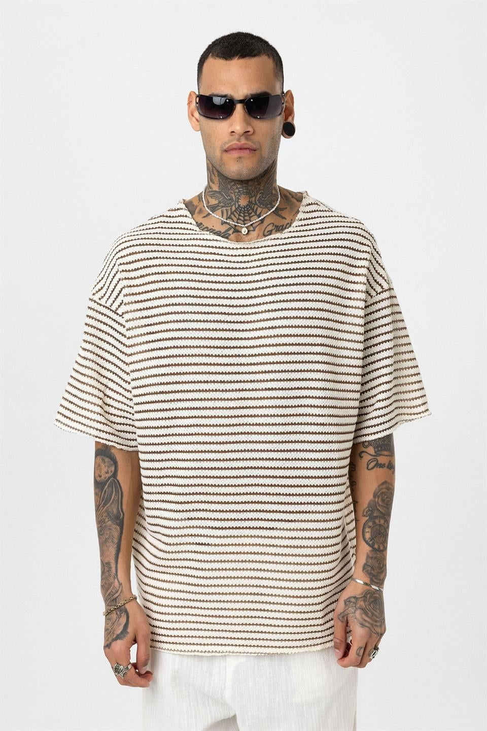 Oversized Striped Knit T-Shirt