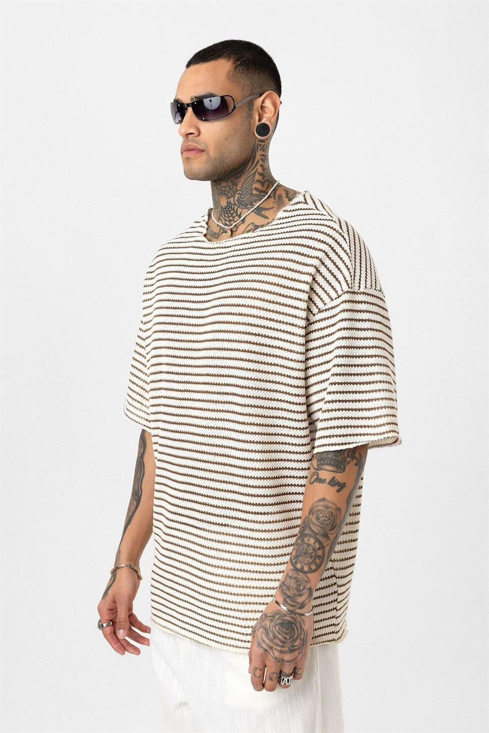Oversized Striped Knit T-Shirt