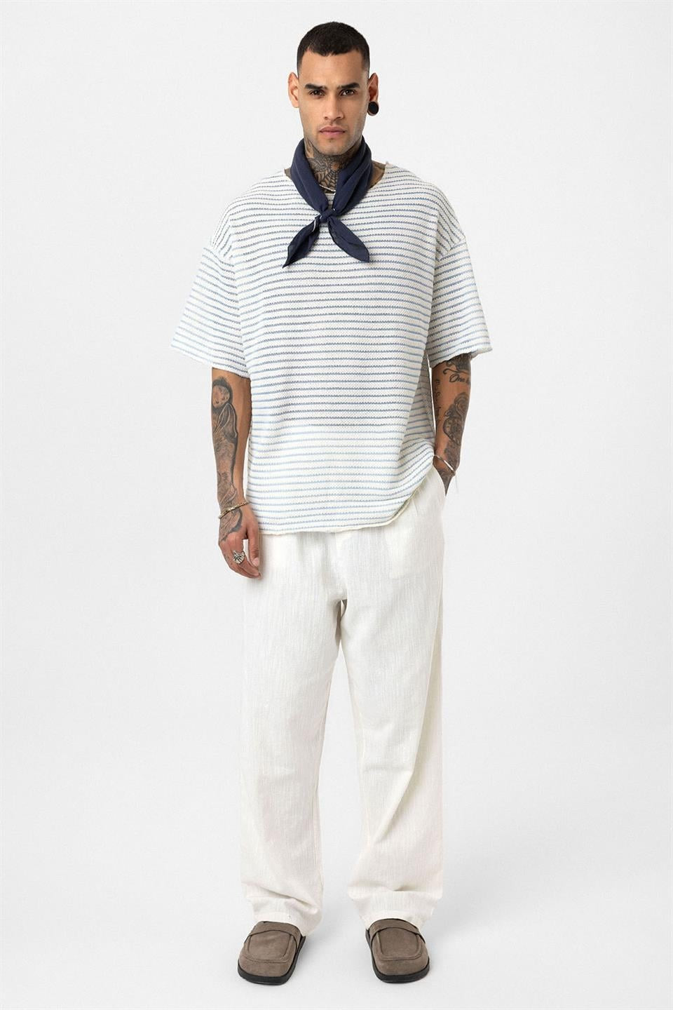 Oversized Striped Knit T-Shirt