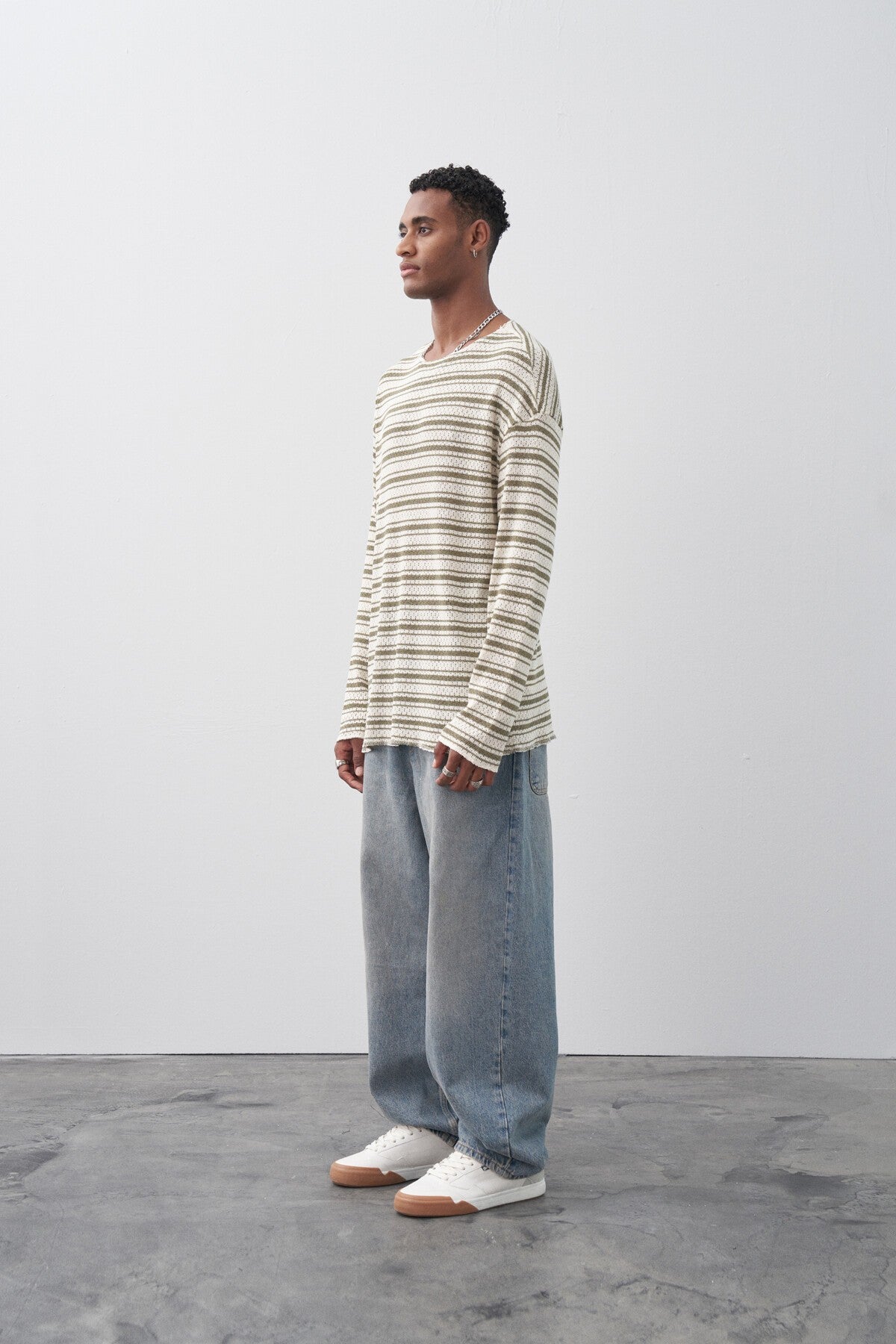 Oversized Striped Knit T-Shirt