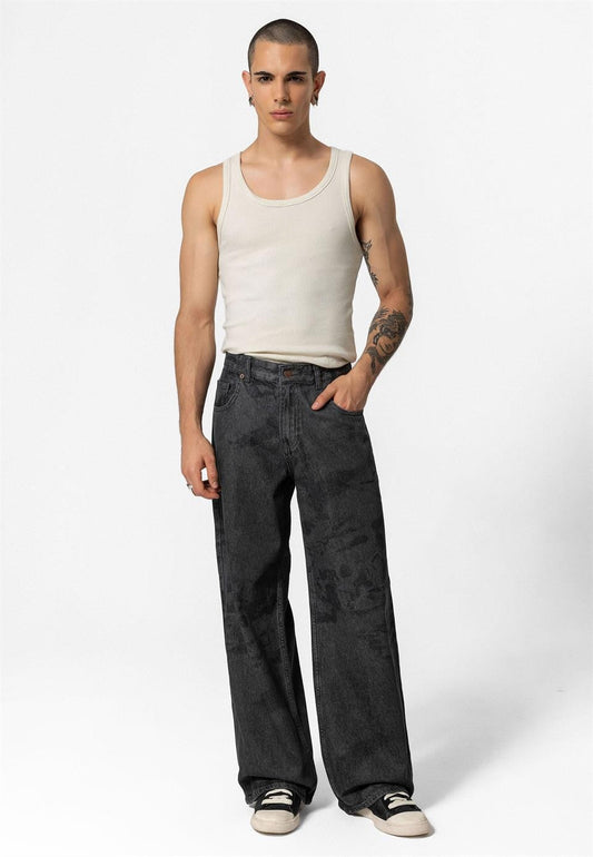 Laser-Printed Baggy Jeans