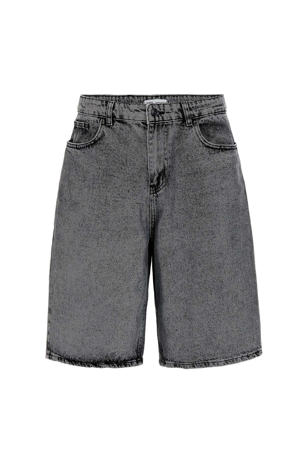 Oversized Denim Bermuda Shorts