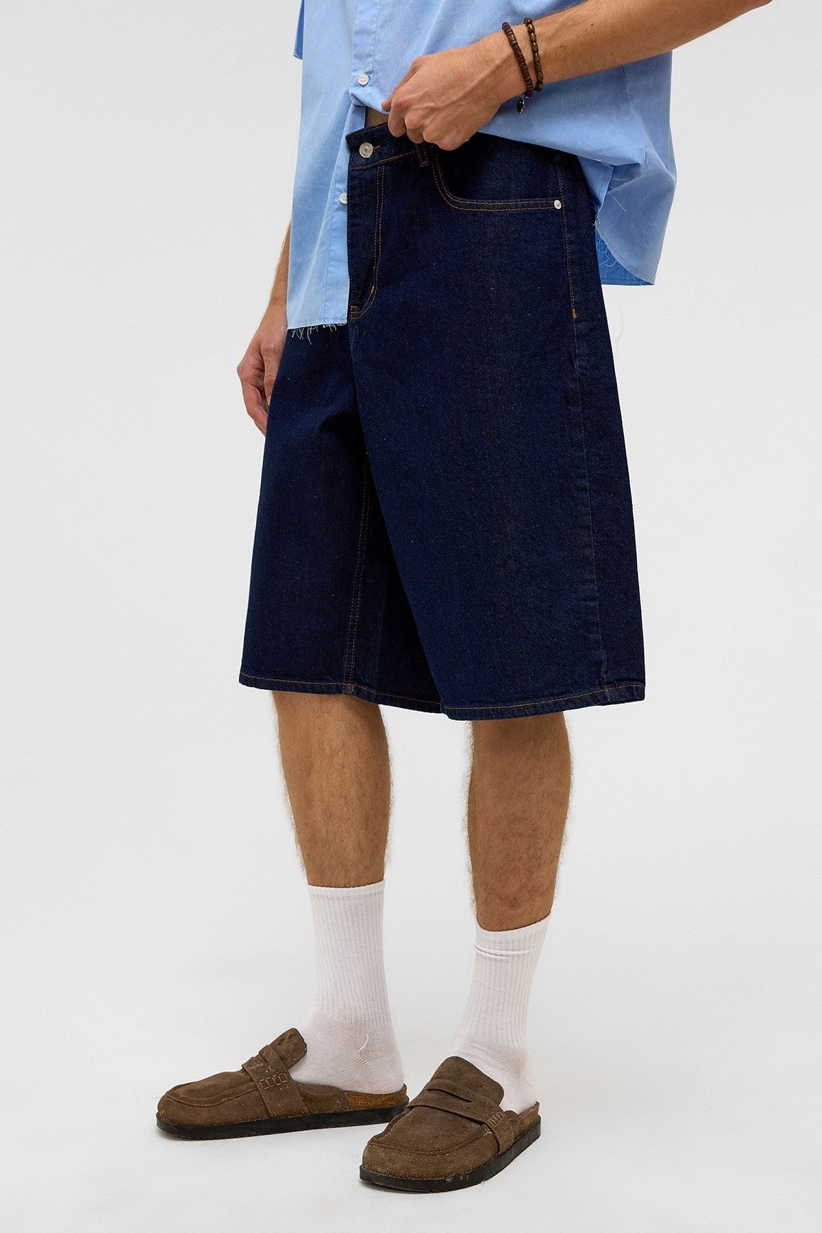 Oversized Denim Bermuda Shorts