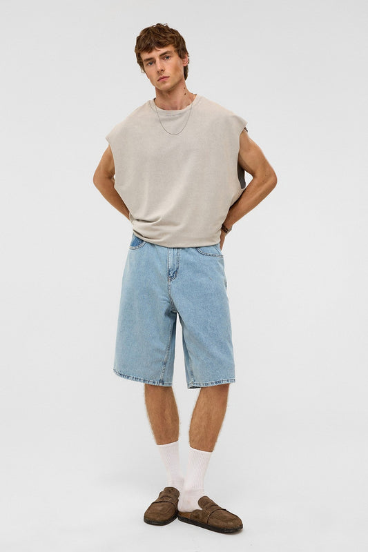 Oversized Denim Bermuda Shorts 40-285