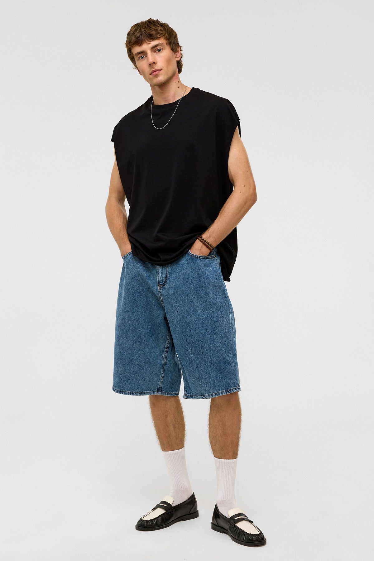 Oversized Denim Bermuda Shorts 40-285