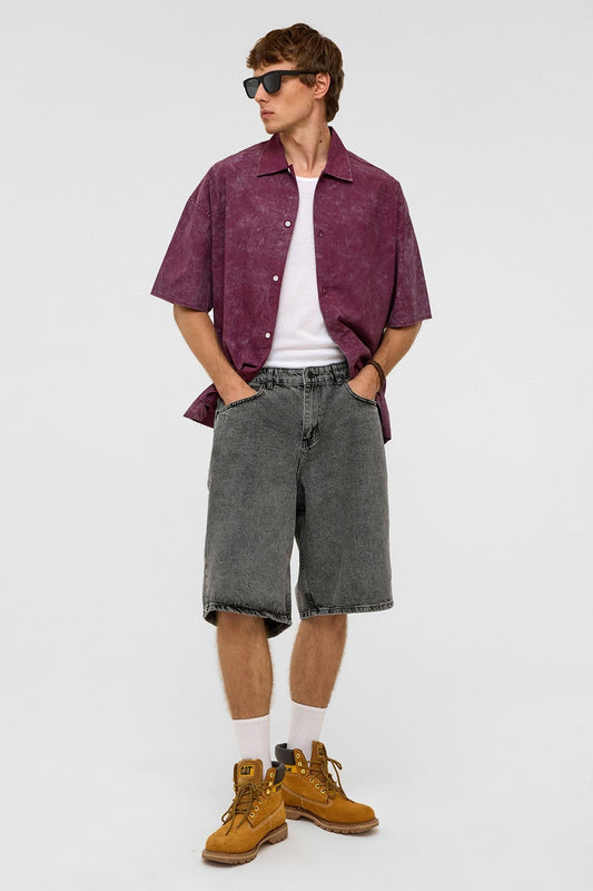 Oversized Denim Bermuda Shorts