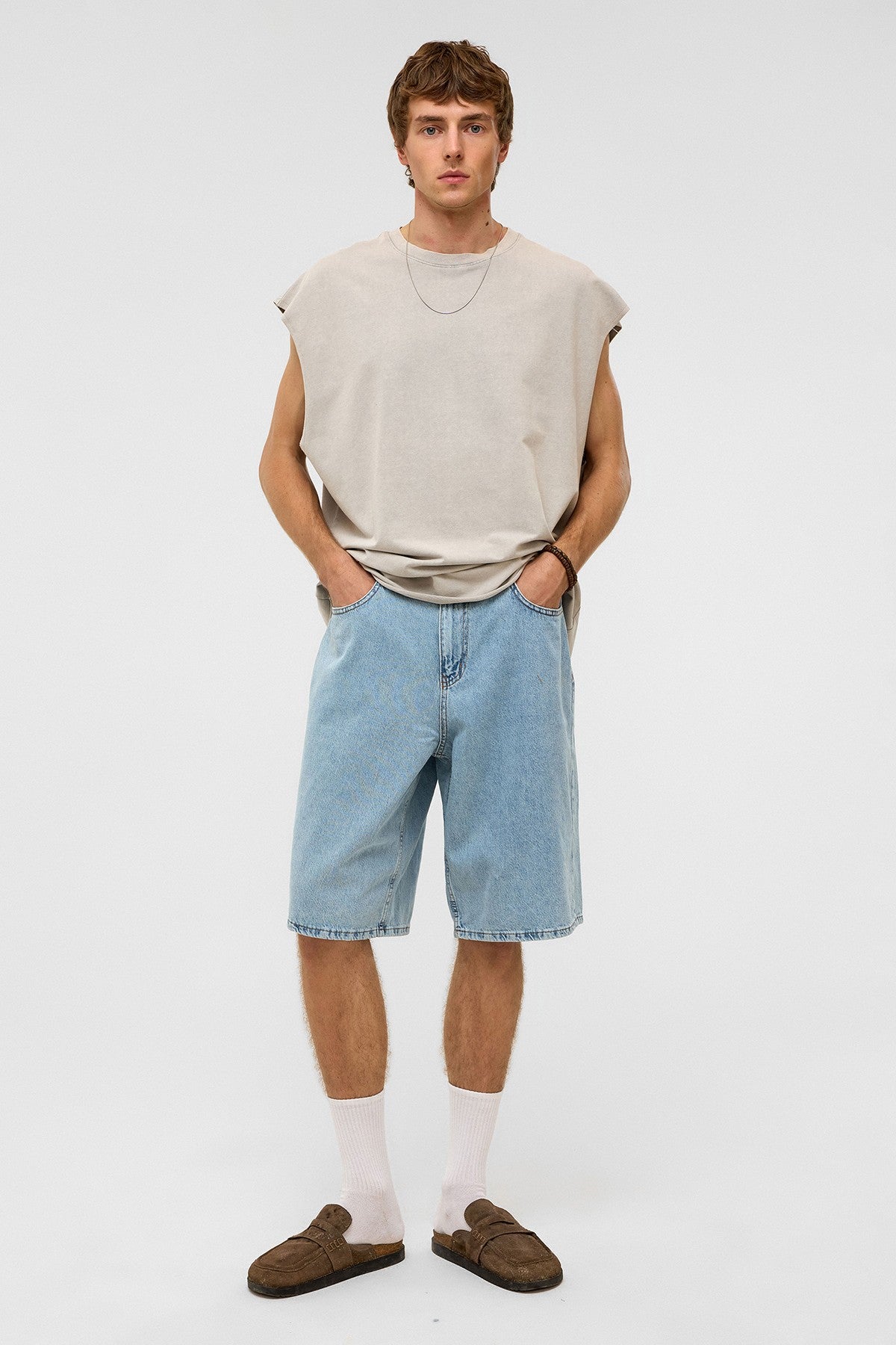 Oversized Denim Bermuda Shorts 40-285