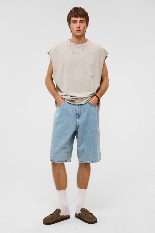 Oversized Denim Bermuda Shorts 40-285