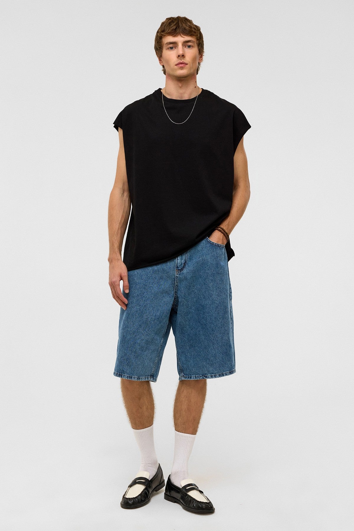 Oversized Denim Bermuda Shorts 40-285