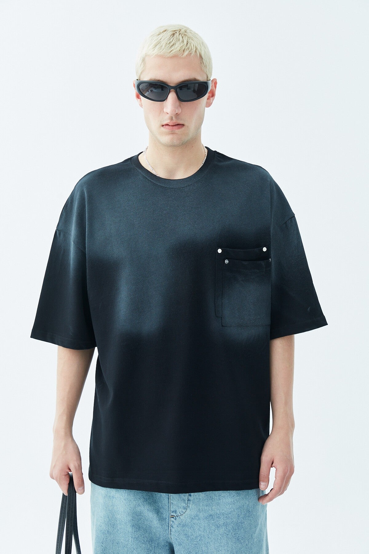Oversized T-Shirt with Washed Pocket Detail