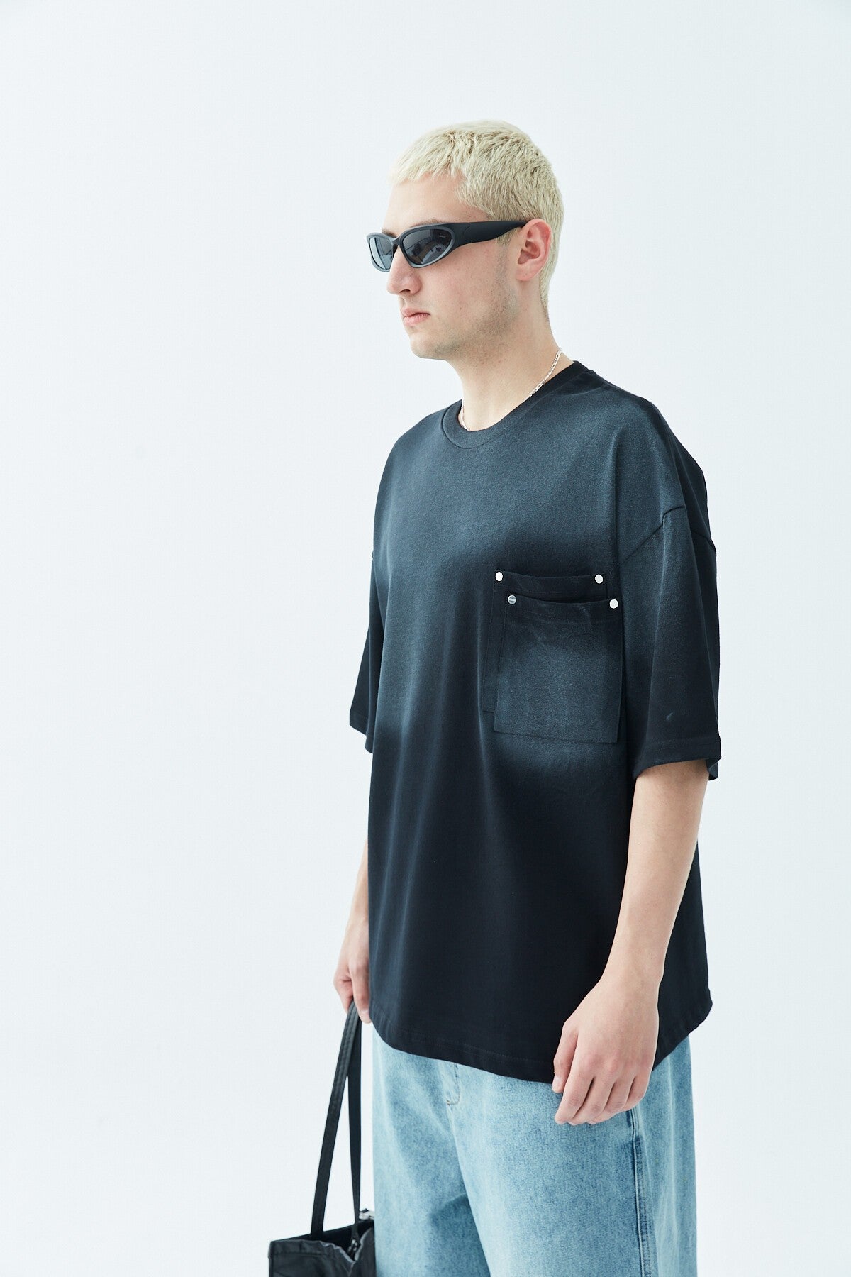 Oversized T-Shirt with Washed Pocket Detail
