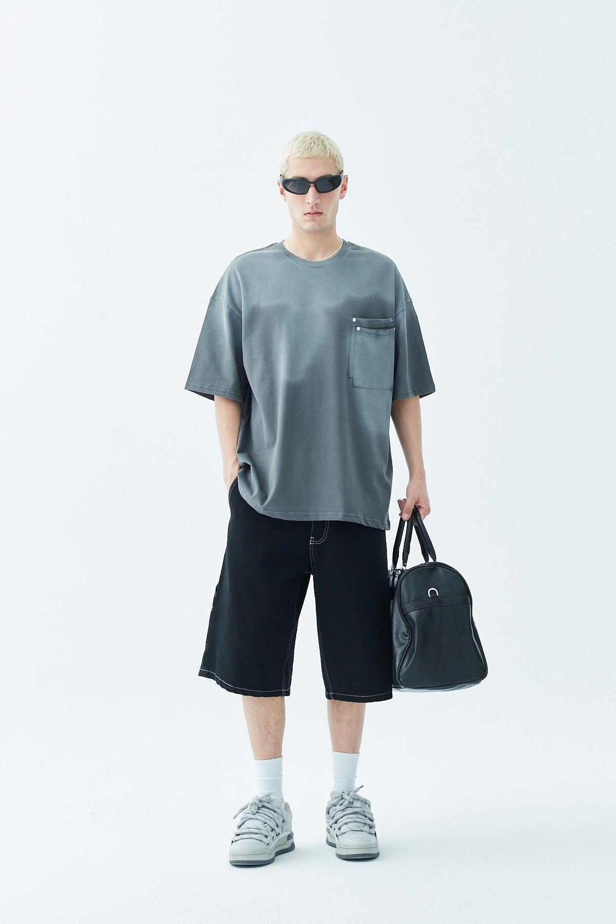 Oversized T-Shirt with Washed Pocket Detail
