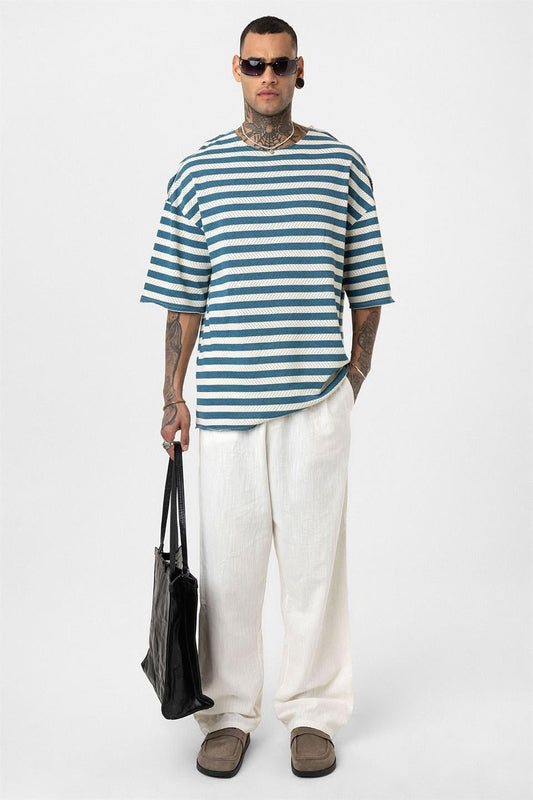 Oversized Striped Knit T-Shirt