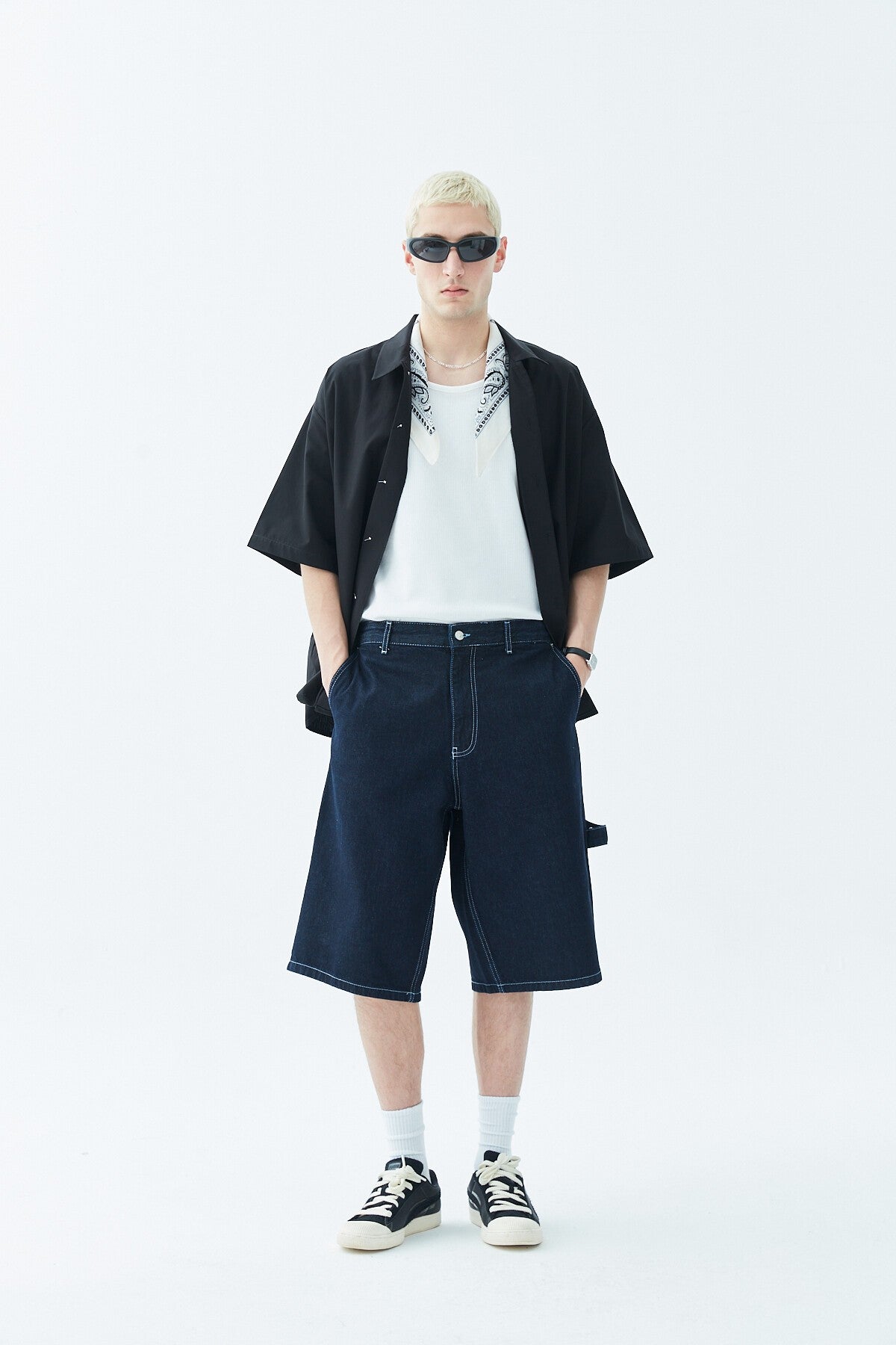 Oversized Denim Bermuda Shorts